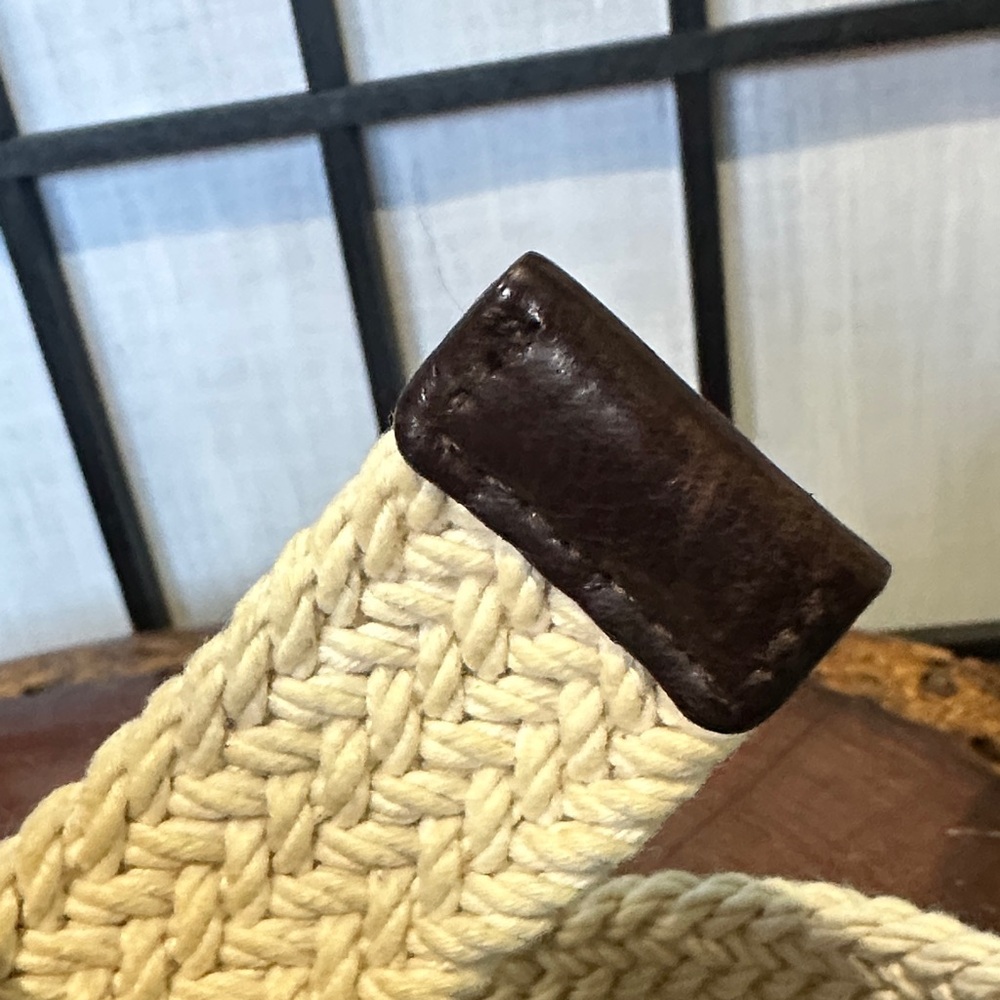 Men's J Crew Cream Woven Belt with Brass Buckle EUC length 40” - Picture 4 of 4